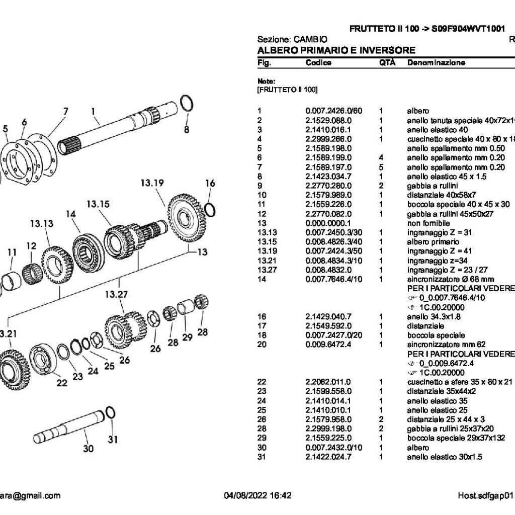 0.008.4826.3/40 ΑΞΟΝΑΣ ΑΝΩ ΣΑΣΜΑΝ SAME 85 FRUTTETO II ΣΤΟ ΣΥΝΧΡΟΝΙΖΕ ΤΩΝ ΤΑΧΥΤΗΤΩΝ Z.20/27 SHAFT ASSY CODICE13.15 PRIMARY SHAFT CPT. Z.20 / 27