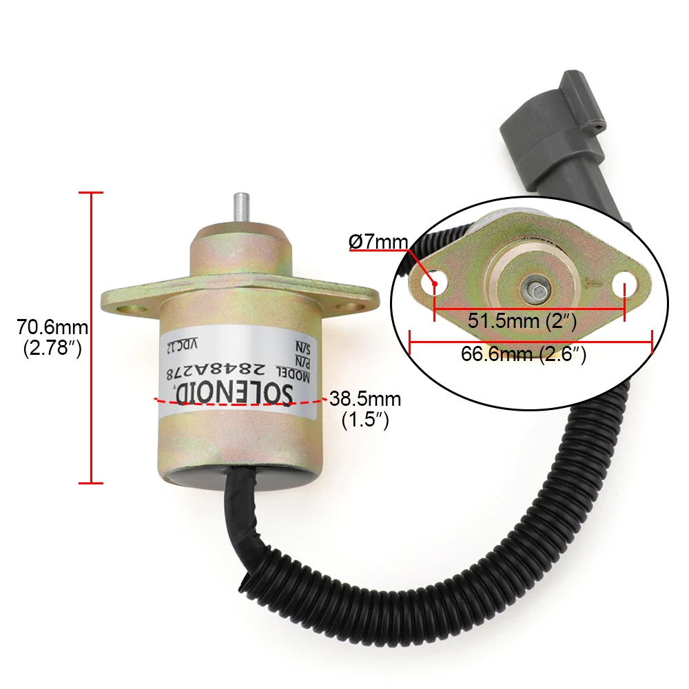 2848A278 Stop Solenoid Valve 12V For Caterpillar 246 216 226 Perkins UB704 Engine ΣΒΗΣΤΗΡΙ